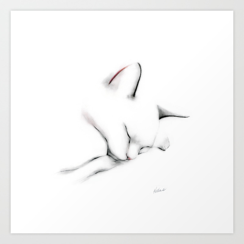 Sleeping Cat In September Art Print By Kellascampbell Society6