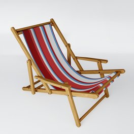 [ Thumbnail: Blue, Light Gray, Red, and Maroon Colored Pattern of Stripes Sling Chair ]