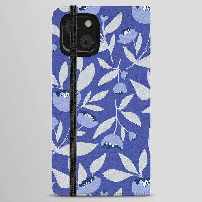 Bold and bright blue peony flower iPhone Wallet Case