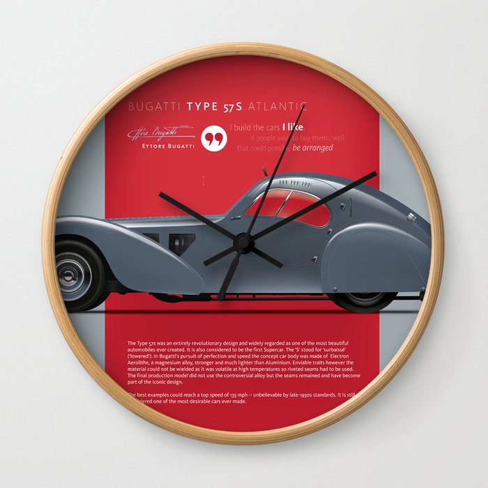 Bugatti Type 57s Atlantic Wall Clock