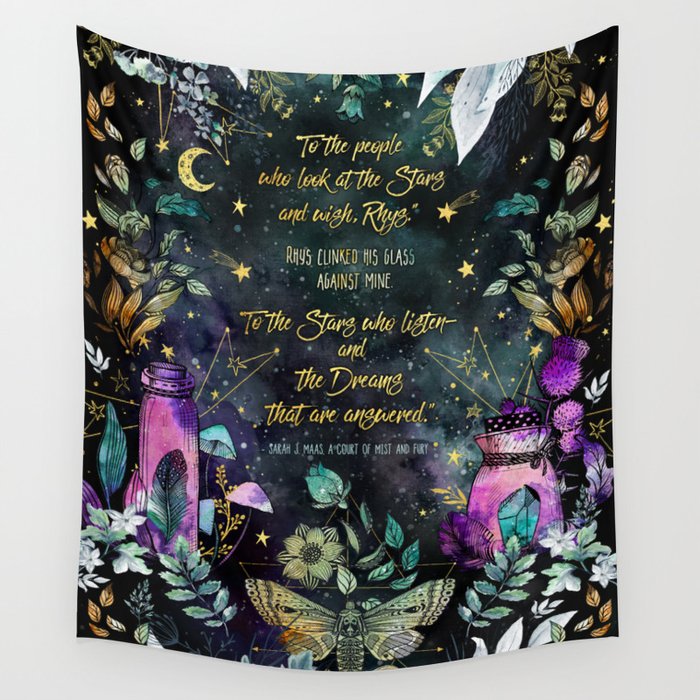 ACOTAR Quote Art To the Stars Who Listen Wall Tapestry by