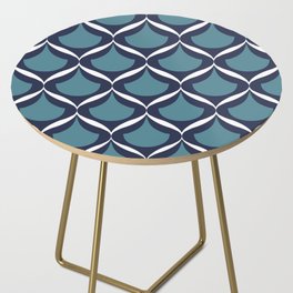 Moroccan Ogee Pattern 2.0 Blue Teal White Ribbon  Side Table