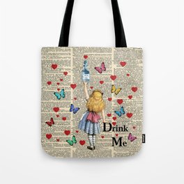 Drink Me - Vintage Dictionary Page - Alice In Wonderland Tote Bag