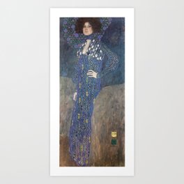 Gustav Klimt - Portrait of Emilie Louise Floge Art Print | Fineart, Bluedress, Klimtportrait, Gustavklimt, Beauty, Symbolism, Emilielouisefloge, Female, Feminine, Blue 
