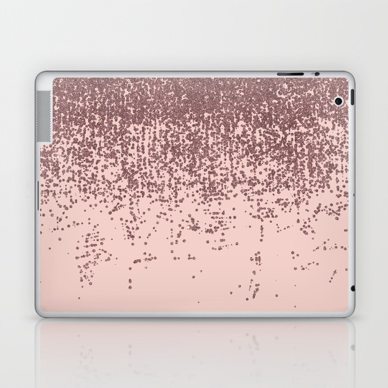 Speckled Rose Gold Glitter On Blush Pink Laptop Ipad Skin By