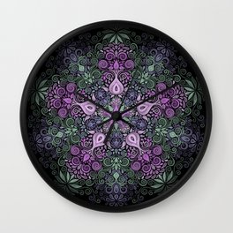 Baroque Garden Purple Green Mandala Wall Clock
