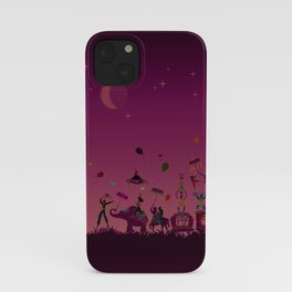 colorful circus carnival traveling in one row at night iPhone Case