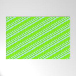 [ Thumbnail: Turquoise & Chartreuse Colored Stripes/Lines Pattern Welcome Mat ]