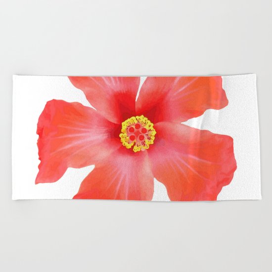 Tropical Hibiscus Flower Vector Beach Towel