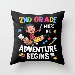 2nd Grade Where The Adventure Begins Throw Pillow