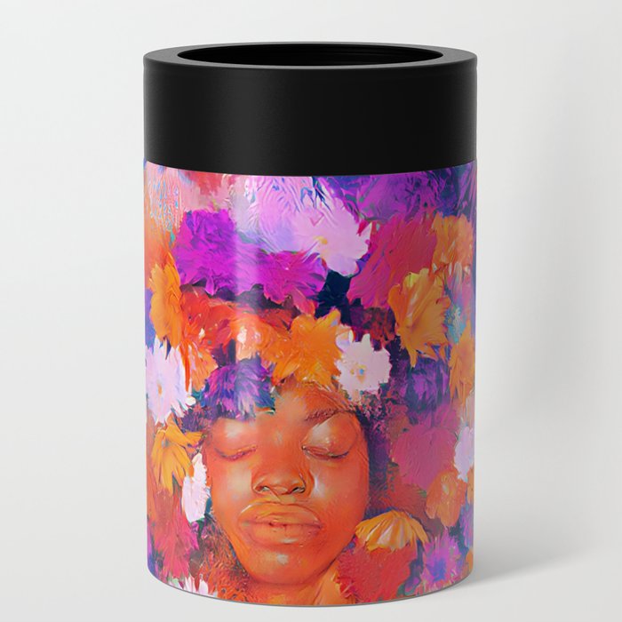 African American Original Abstract Wall Art Print, Afrohair Black, Lives Matter Poster, Afro Melanin Queen Artwork Can Cooler