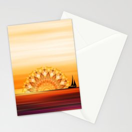 Sunset Sail - Warm Sunset Beach Art Stationery Card