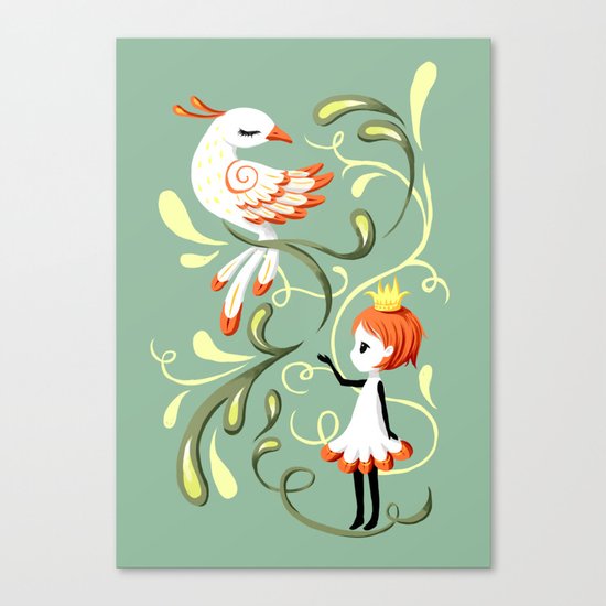 Princess and a Bird Canvas Print