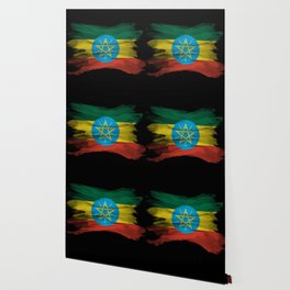 Ethiopia flag brush stroke, national flag Wallpaper