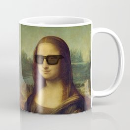 Hipster Mona Lisa in her Hipster Shades Coffee Mug