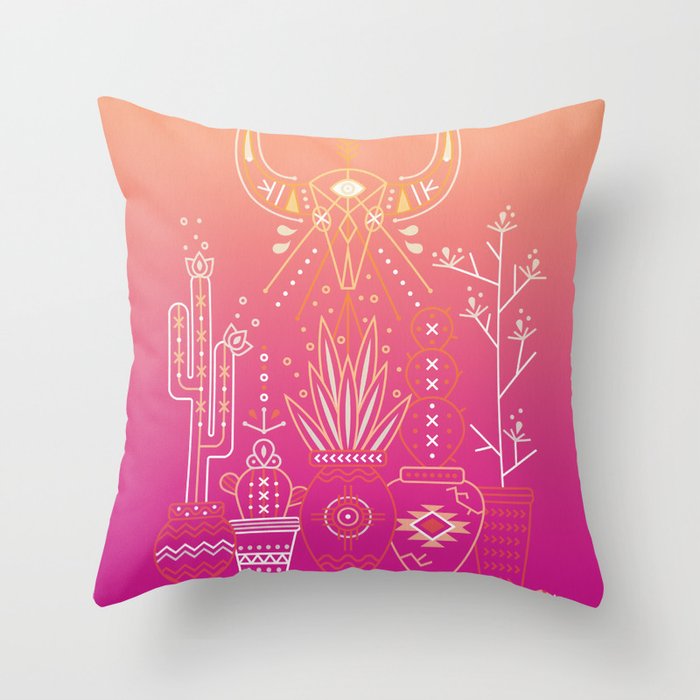 Santa Fe Garden – Pink Sunset Throw Pillow