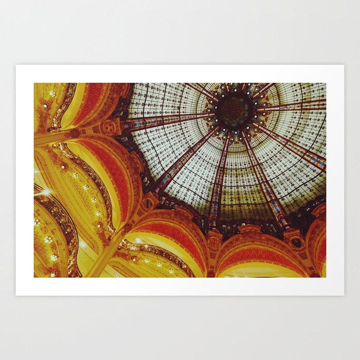Stained glass roof of the Lafayette Galleries in Paris - Fine Arts Travel Photography Art Print