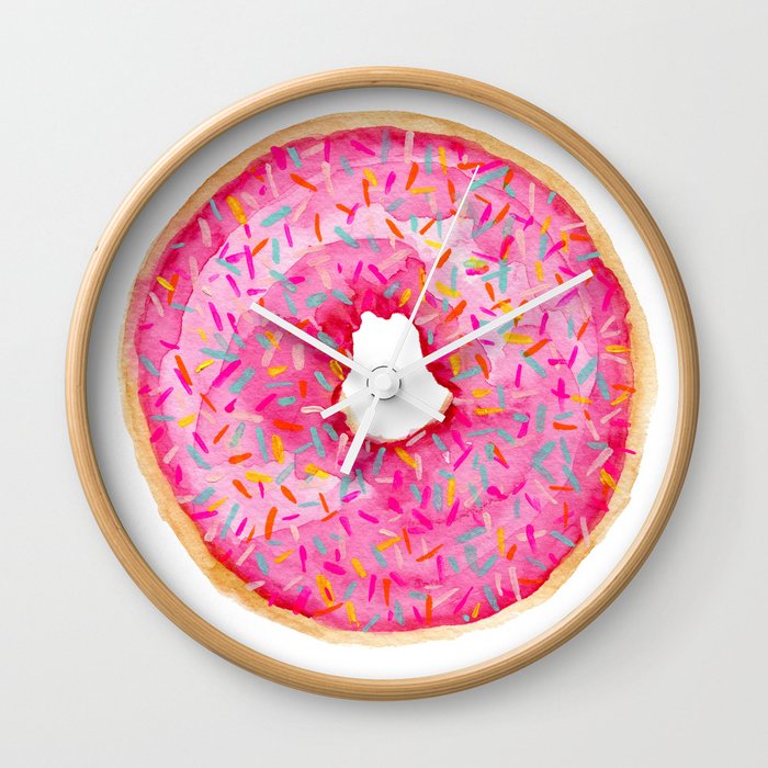 Pink Doughnut Wall Clock