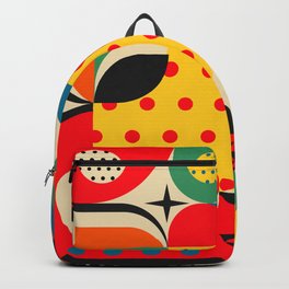 Colorful Happy Mood- Folk Art Style - Geometric Abstract Illustration - Jen Du Backpack