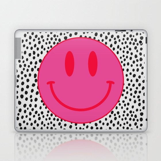 Make Me Smile - Cute Preppy Vsco Smiley Face on Black and White Laptop & iPad Skin