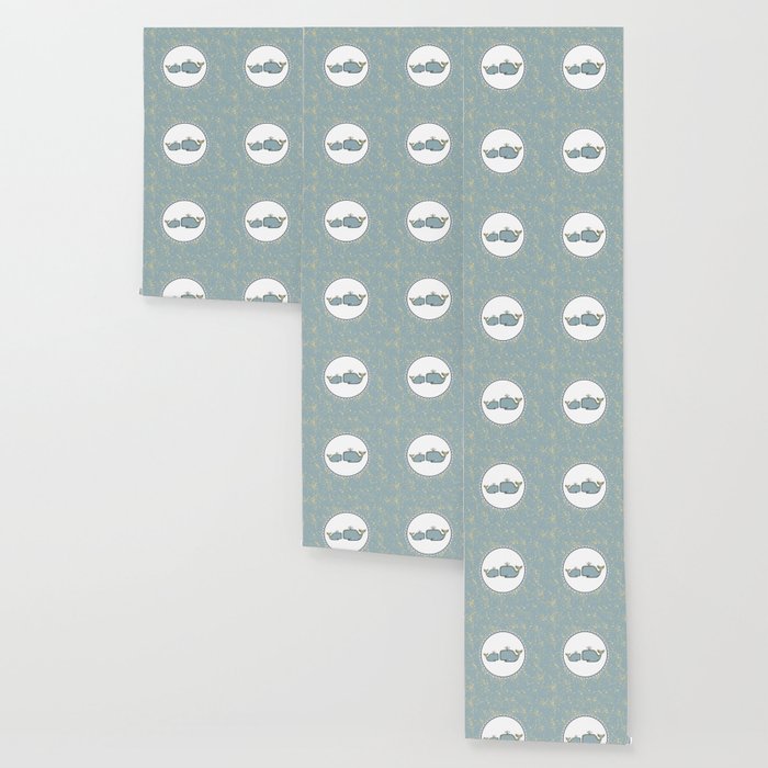 Cute Blue Gold Whales Wallpaper By Christyne Society6