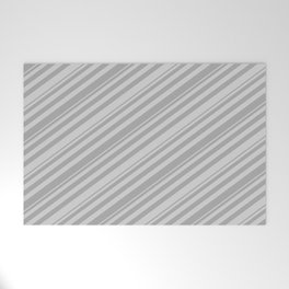 [ Thumbnail: Light Gray and Dark Gray Colored Lines Pattern Welcome Mat ]