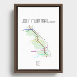 John Muir Trail Subway Map Framed Canvas