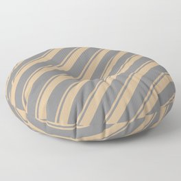 [ Thumbnail: Tan and Grey Colored Pattern of Stripes Floor Pillow ]