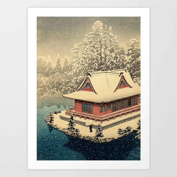 Shrine of Benten Inokashira in snow Hasui Kawase Art Print