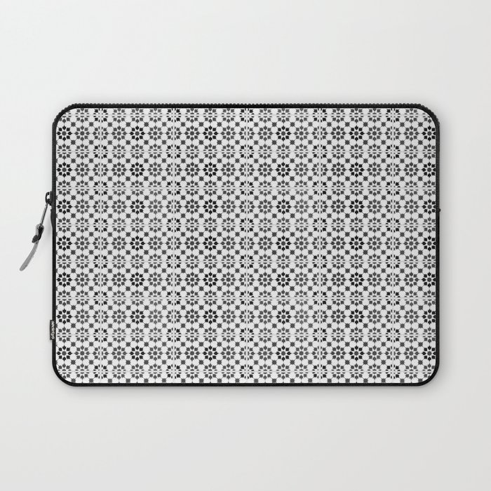 Oriental Style Mosaic Pattern  - Black and White Laptop Sleeve