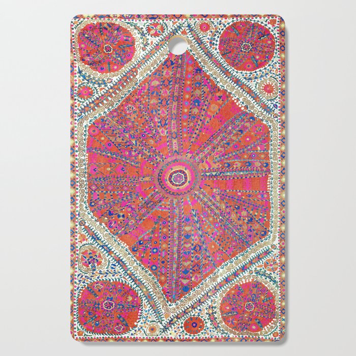 Large Medallion Suzani  Antique Uzbekistan Embroidery Print Cutting Board