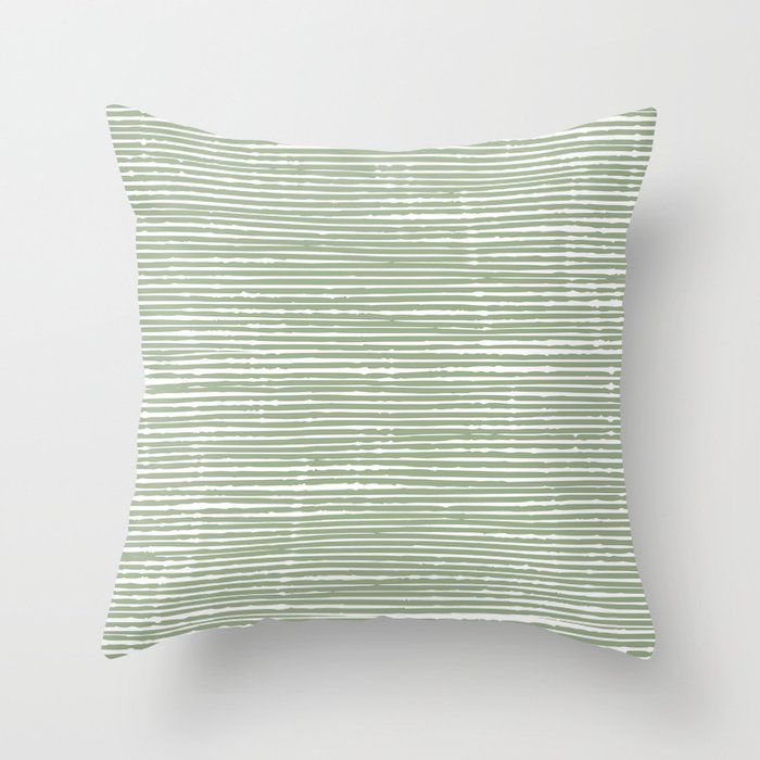 Abstract Stripes, Sage Green, Boho Wall Art Throw Pillow