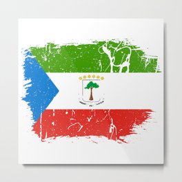 Distressed Equatorial Guinea Flag Graffiti Metal Print