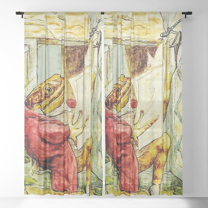 “Jeremy Fisher Reads the News” by Beatrix Potter Sheer Curtain