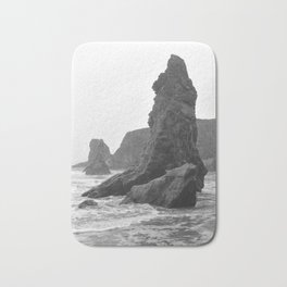 Geology Sea Stack Rocks Seascape Pacific Ocean Beach Black and White Oregon Coast Bath Mat