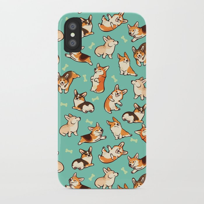 jolly corgis in green iphone case