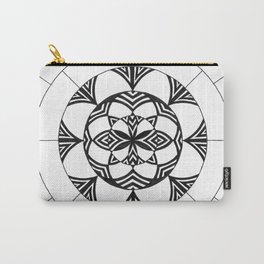 Patterned Flower Carry-All Pouch | Illustration, Pattern, Abstract, Black and White 