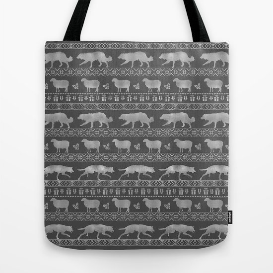 Ugly christmas sweater | Border collie grey Tote Bag by camillahaggblom