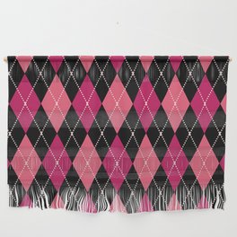 Pink And Black Argyle Diamonds Pattern Diamond Shape Tartan Quilt Knit Sweater Geometric  Wall Hanging