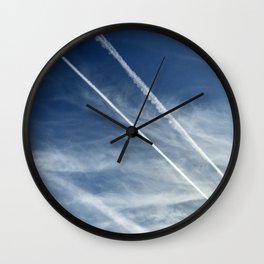 Exquisite Sky-Piercing Jet Trails Wall Clock | Glamorousskyphoto, Ornatesky, Trendyskyphoto, Luxurioussky, Elegantsky, Meditationsky, Blueskywhitecloud, Glamskywithclouds, Artsysky, Chicuniquesky 