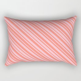 [ Thumbnail: Salmon and Pink Colored Lined Pattern Rectangular Pillow ]