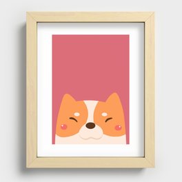 Happy Shiba in Red Recessed Framed Print