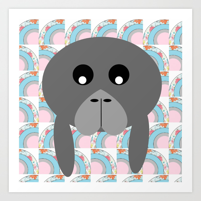 Rainbow Manatee Art Print By Bunhugger Society6