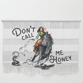 "Don't Call Me Honey" Cowgirl On Horseback Shooting a Rattlesnake Wall Hanging