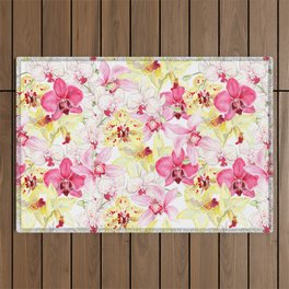 yellow orchids Outdoor Rug
