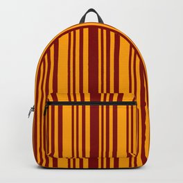 [ Thumbnail: Maroon and Orange Colored Stripes Pattern Backpack ]