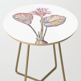Floral Cardwell Lily Mosaic on White Side Table