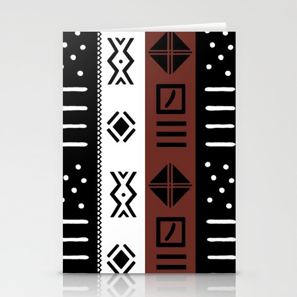 Black White Brown African Kente Pattern Stationery Cards