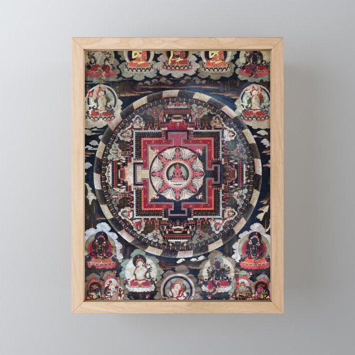 Buddhist Mandala Painting Tibetan Thangka Framed Mini Art Print