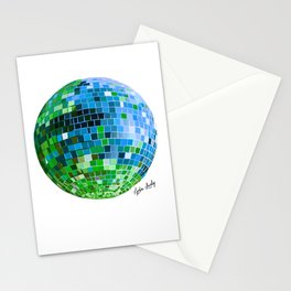 Disco ball blue green- white/transparent background Stationery Card
